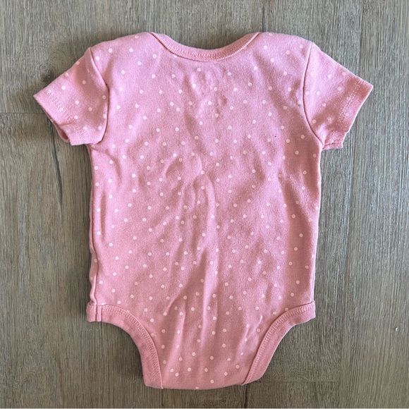 Disney Baby Minnie Mouse Short Sleeve Onesie Bodysuit - Pink Polka Dots - 0/3M - Picture 2 of 6